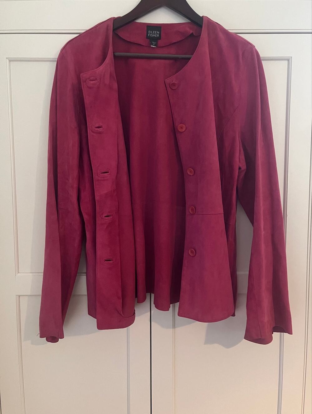 Eileen Fisher women’s purple pink goat suede leather Jacket Sz. XL